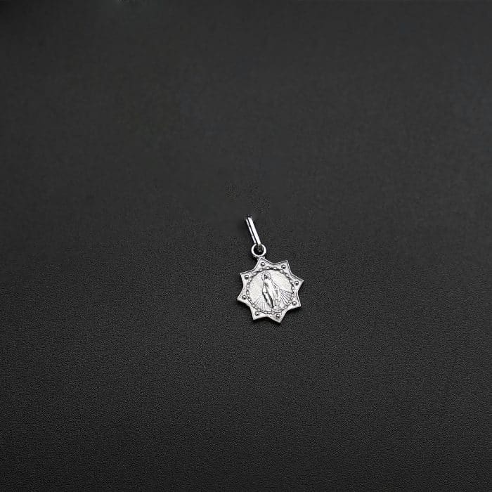 DIY小吊牌-圣母显灵-925银-10mm Catholic religious art