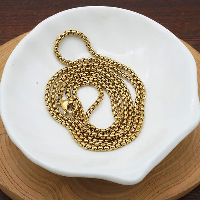 2.0金色方珍珠钛钢链 Catholic religious art