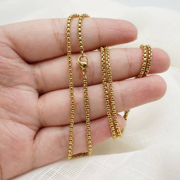 2.0金色方珍珠钛钢链 Catholic religious art