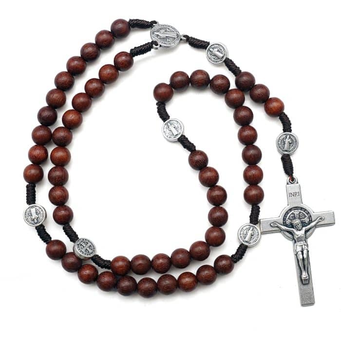 玫瑰念珠-圣本笃-紫檀-8mm Catholic religious art