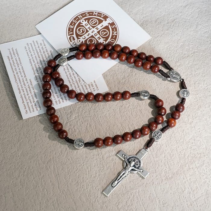 玫瑰念珠-圣本笃-紫檀-8mm Catholic religious art