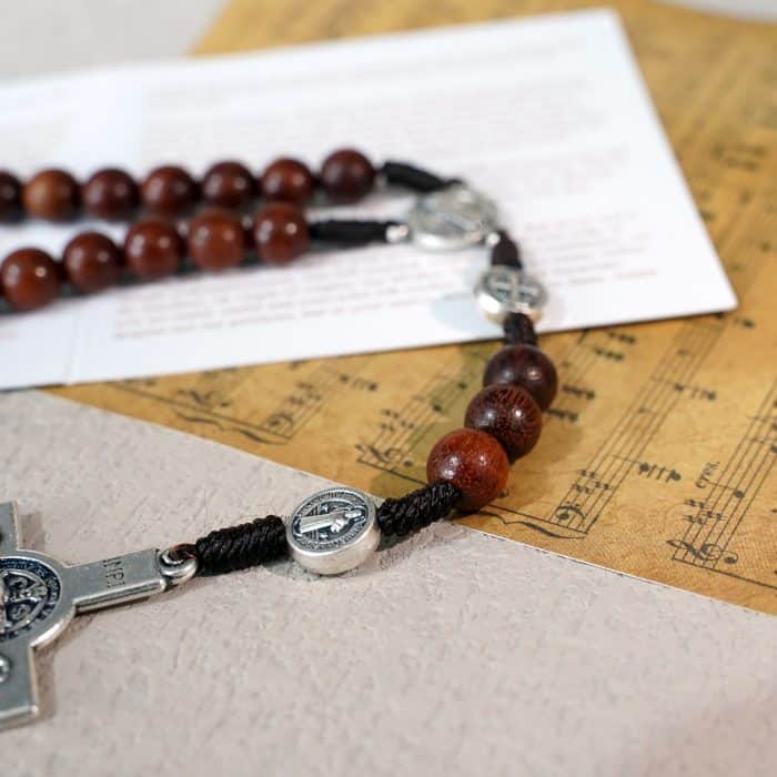玫瑰念珠-圣本笃-紫檀-8mm Catholic religious art