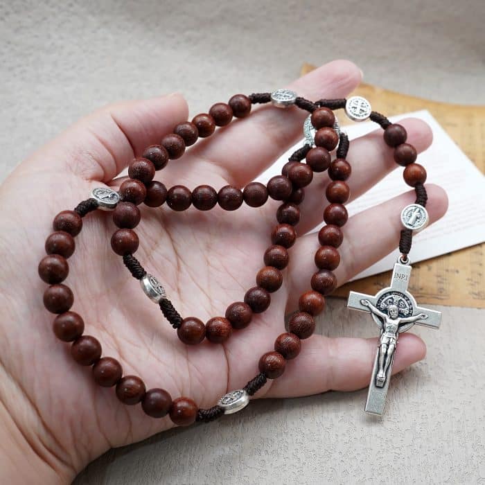 玫瑰念珠-圣本笃-紫檀-8mm Catholic religious art
