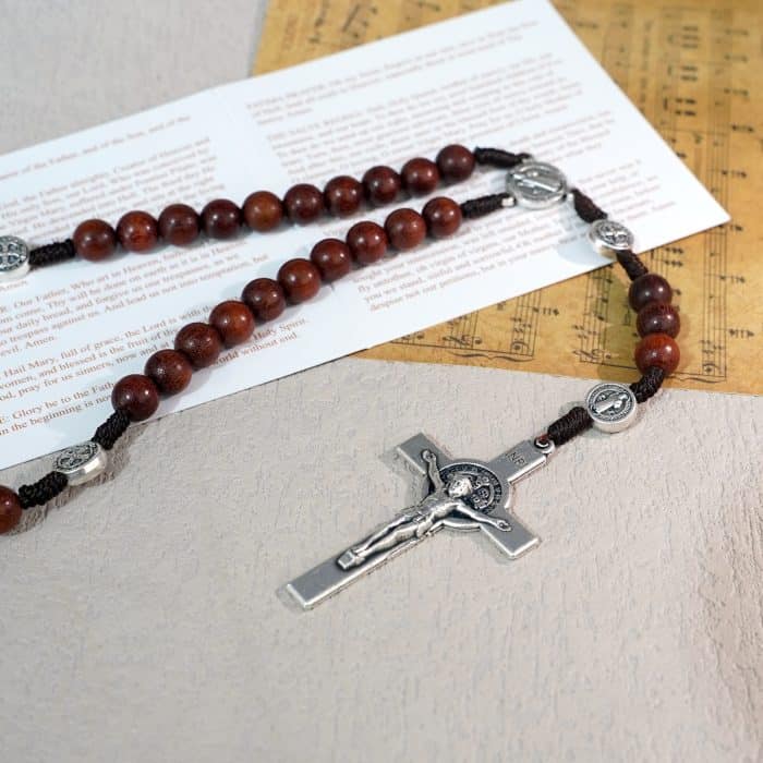 玫瑰念珠-圣本笃-紫檀-8mm Catholic religious art