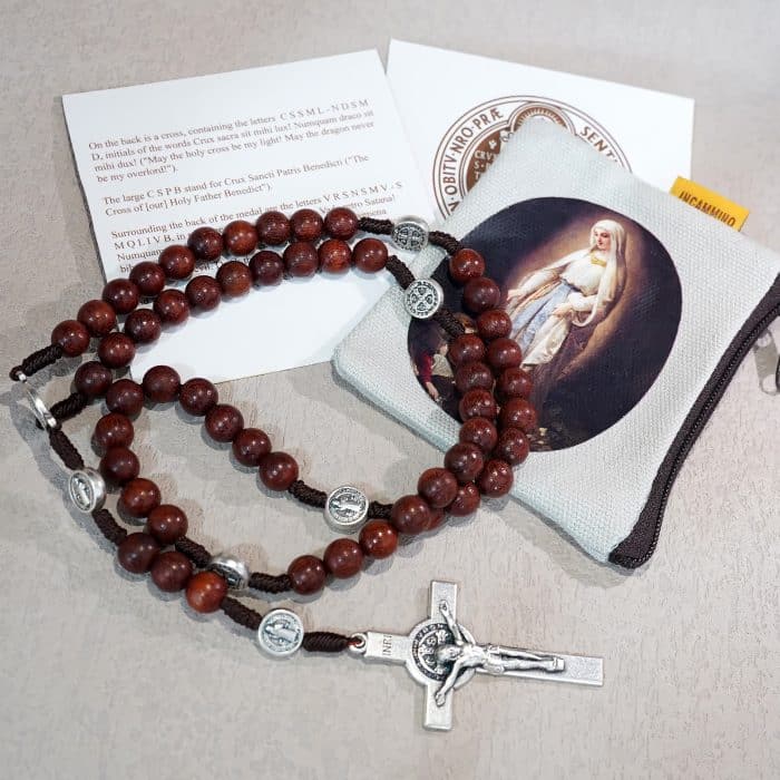 玫瑰念珠-圣本笃-紫檀-8mm Catholic religious art