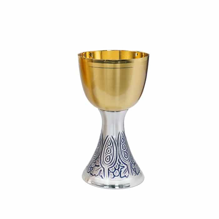 【现货】缎面葡萄叶装饰-金属圣爵杯圣体盒套装20+25cm Catholic religious art