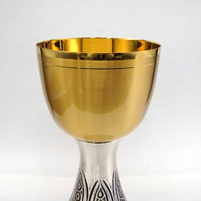 【现货】缎面葡萄叶装饰-金属圣爵杯圣体盒套装20+25cm Catholic religious art