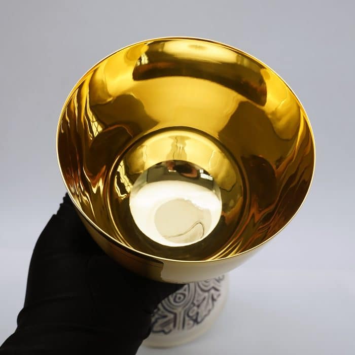 【现货】缎面葡萄叶装饰-金属圣爵杯圣体盒套装20+25cm Catholic religious art