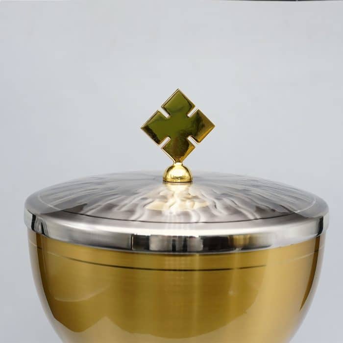 【现货】缎面葡萄叶装饰-金属圣爵杯圣体盒套装20+25cm Catholic religious art