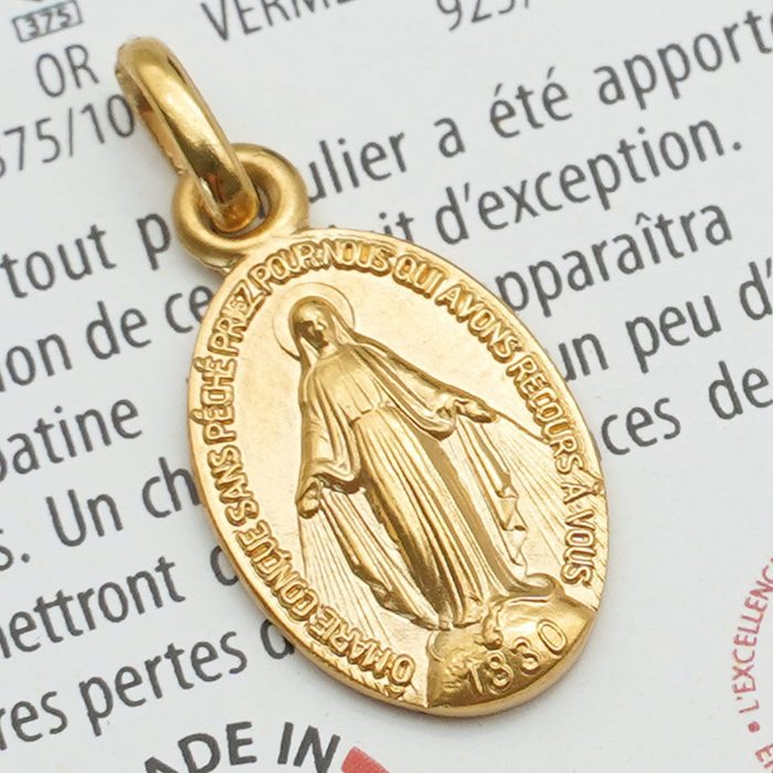 圣牌 - 显灵圣母 - 法国 - 750金 - 1.3cm-不含链 Catholic religious art