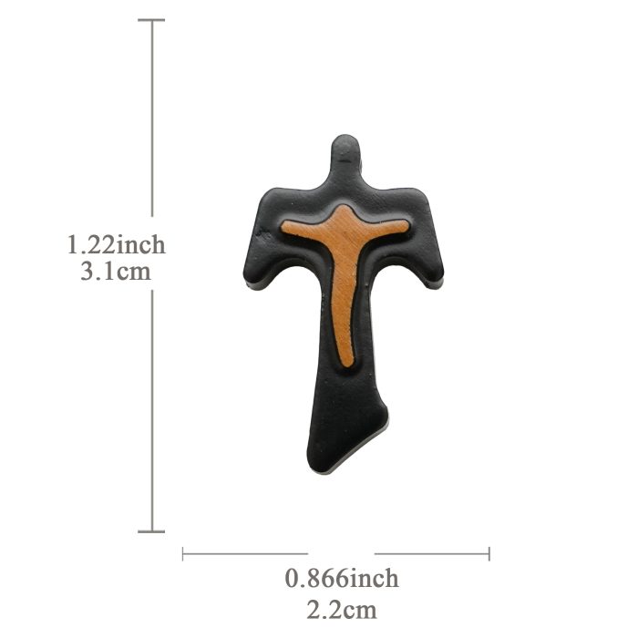 DIY十字架-TAU十字+黑色橄榄木+凸起圣尸-3.1x2.2cm Catholic religious art