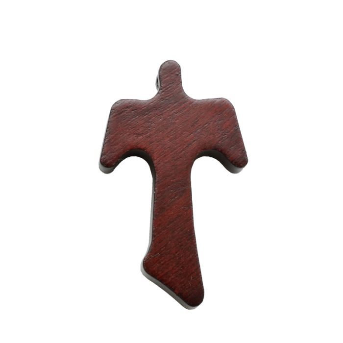 DIY十字架-TAU十字+棕色橄榄木+圣尸原色-4x2.8cm Catholic religious art