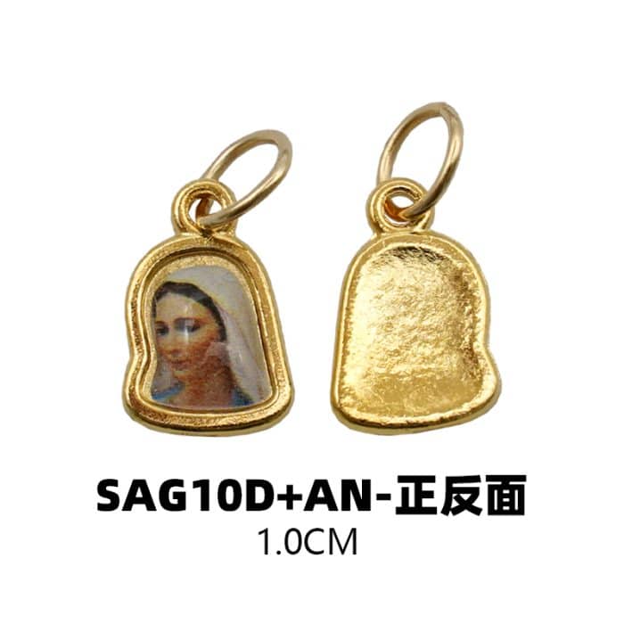 DIY小吊牌-默主哥耶梅久戈耶-锌合金-金色-1cm Catholic religious art