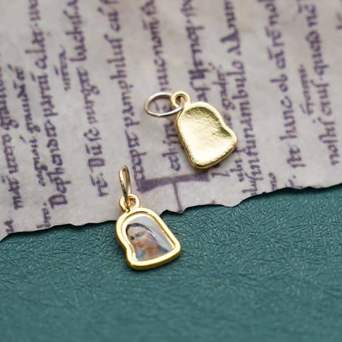 DIY小吊牌-默主哥耶梅久戈耶-锌合金-金色-1cm Catholic religious art