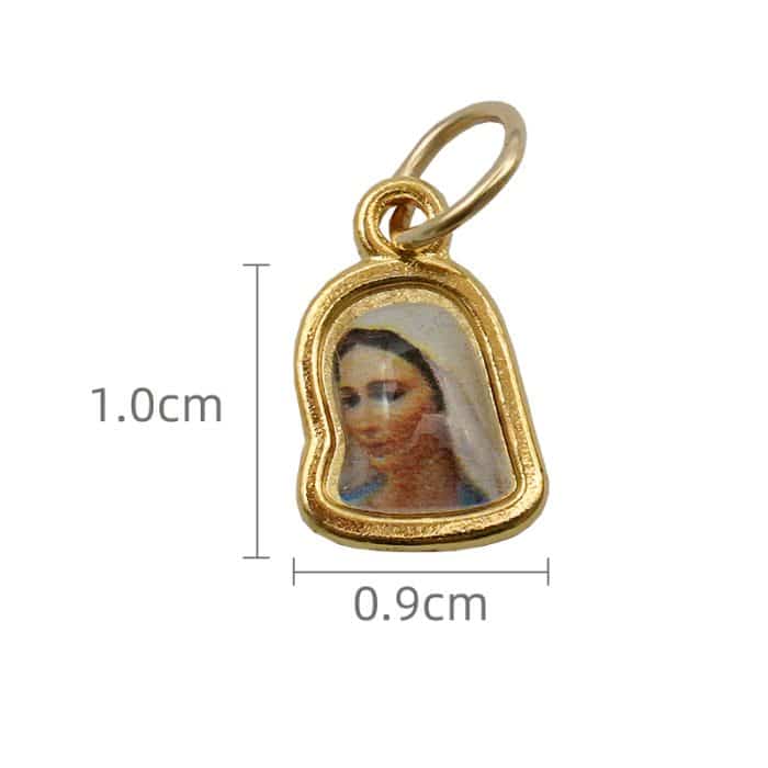 DIY小吊牌-默主哥耶梅久戈耶-锌合金-金色-1cm Catholic religious art