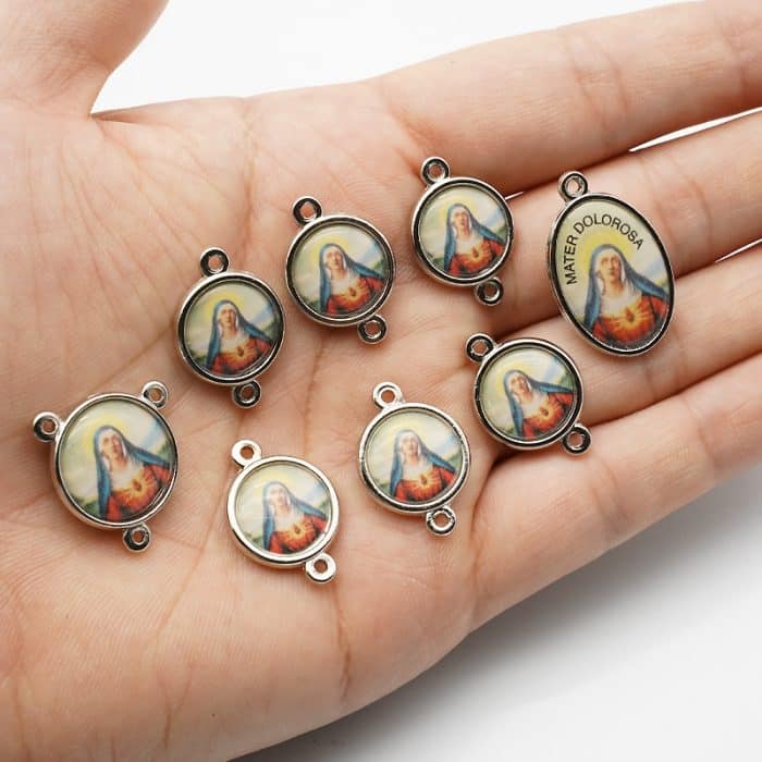 DIY套装-七苦念珠-锌合金-滴油-1.4cm Catholic religious art