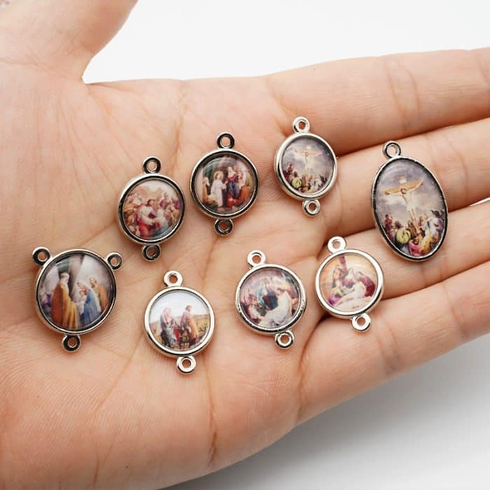 DIY套装-七苦念珠-锌合金-滴油-1.4cm Catholic religious art