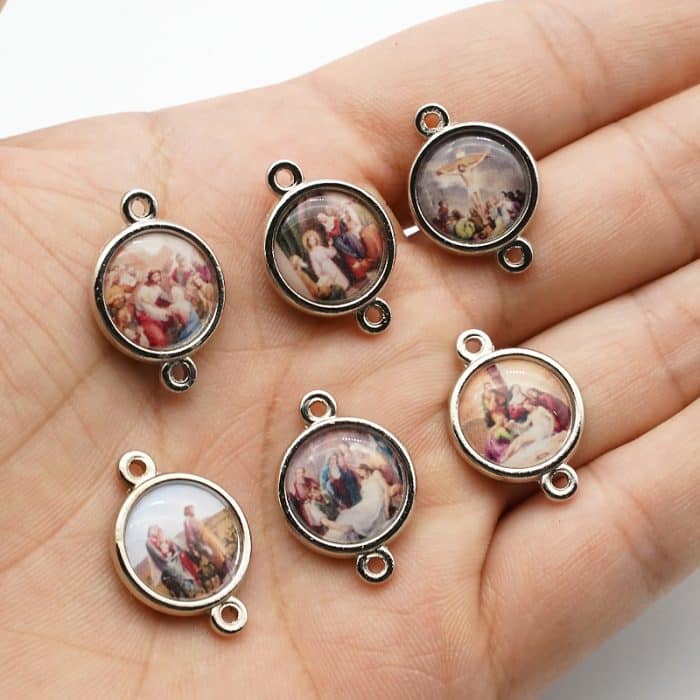 DIY套装-七苦念珠-锌合金-滴油-1.4cm Catholic religious art