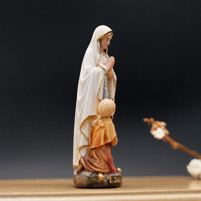 【现货】木雕_露德圣母和伯尔纳德8.5厘米彩色 Catholic religious art