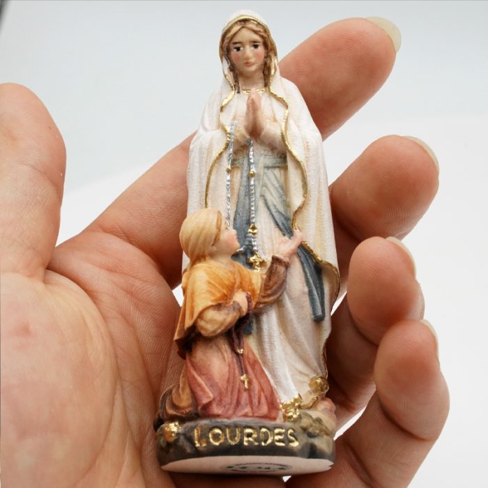 【现货】木雕_露德圣母和伯尔纳德8.5厘米彩色 Catholic religious art