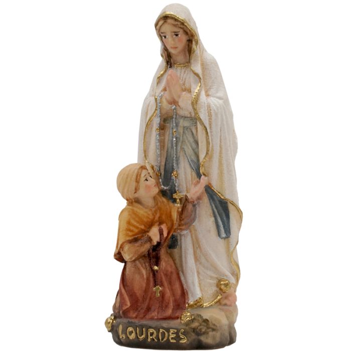 【现货】木雕_露德圣母和伯尔纳德8.5厘米彩色 Catholic religious art