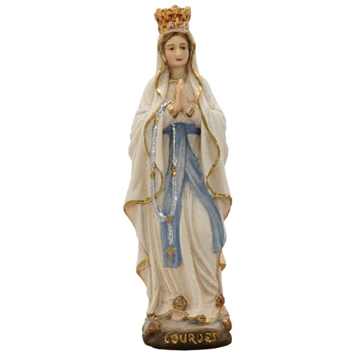 【现货】意大利木雕-露德圣母戴皇冠-高8.5 厘米 Catholic religious art