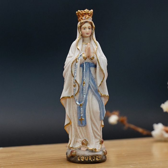 【现货】意大利木雕-露德圣母戴皇冠-高8.5 厘米 Catholic religious art