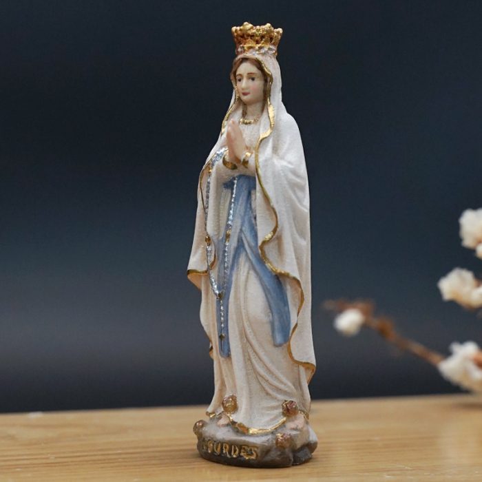 【现货】意大利木雕-露德圣母戴皇冠-高8.5 厘米 Catholic religious art