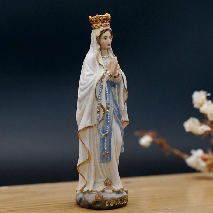 【现货】意大利木雕-露德圣母戴皇冠-高8.5 厘米 Catholic religious art