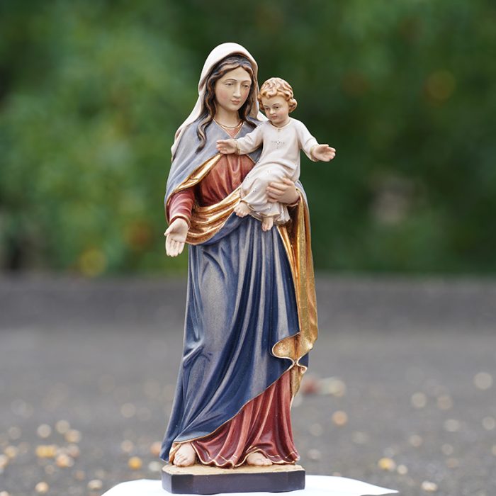 【现货】木雕 圣母抱耶稣手工木雕态像_34c 彩色 Catholic religious art