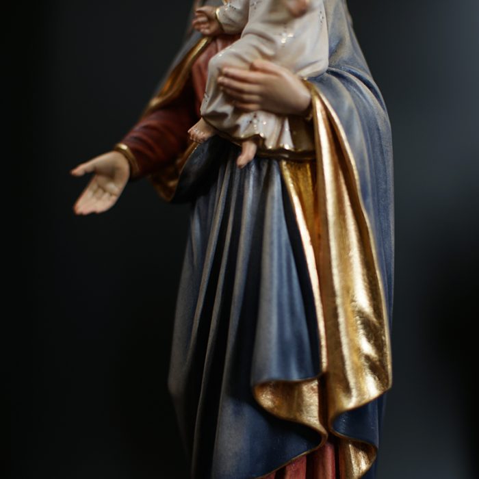 【现货】木雕 圣母抱耶稣手工木雕态像_34c 彩色 Catholic religious art