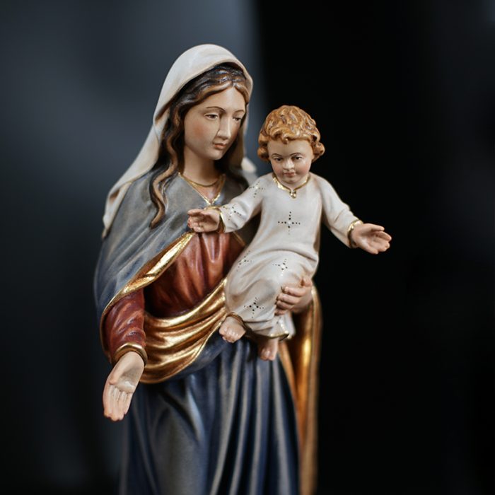 【现货】木雕 圣母抱耶稣手工木雕态像_34c 彩色 Catholic religious art