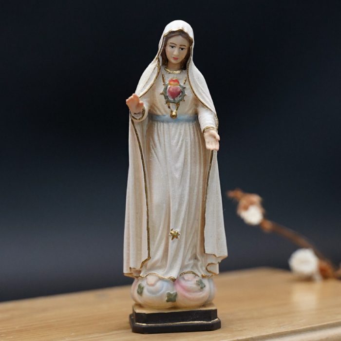 【现货】木雕 法蒂玛圣母显现 10厘米 Catholic religious art