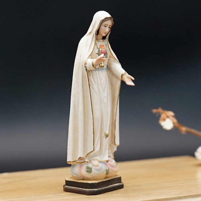 【现货】木雕 法蒂玛圣母显现 10厘米 Catholic religious art