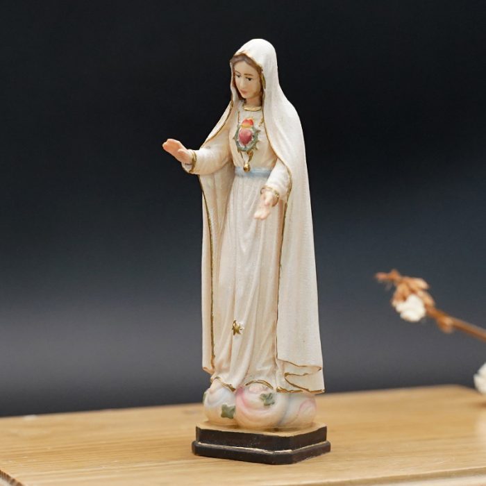 【现货】木雕 法蒂玛圣母显现 10厘米 Catholic religious art