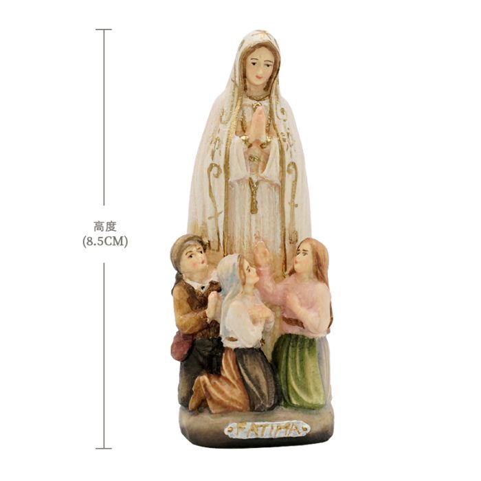 【现货】木雕_法蒂玛和三个小牧童8.5厘米彩色 Catholic religious art