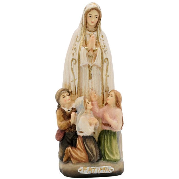 【现货】木雕_法蒂玛和三个小牧童8.5厘米彩色 Catholic religious art