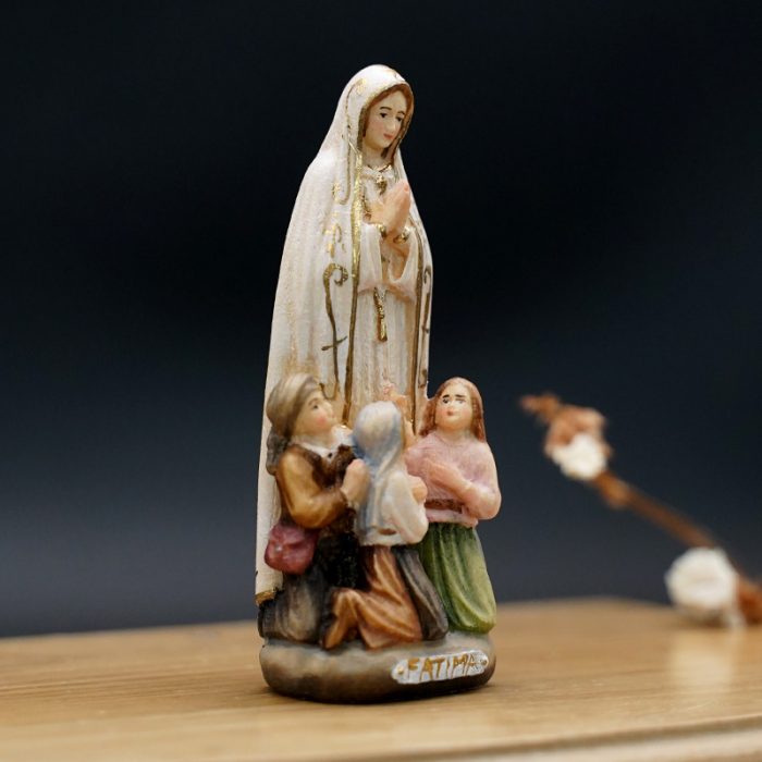 【现货】木雕_法蒂玛和三个小牧童8.5厘米彩色 Catholic religious art