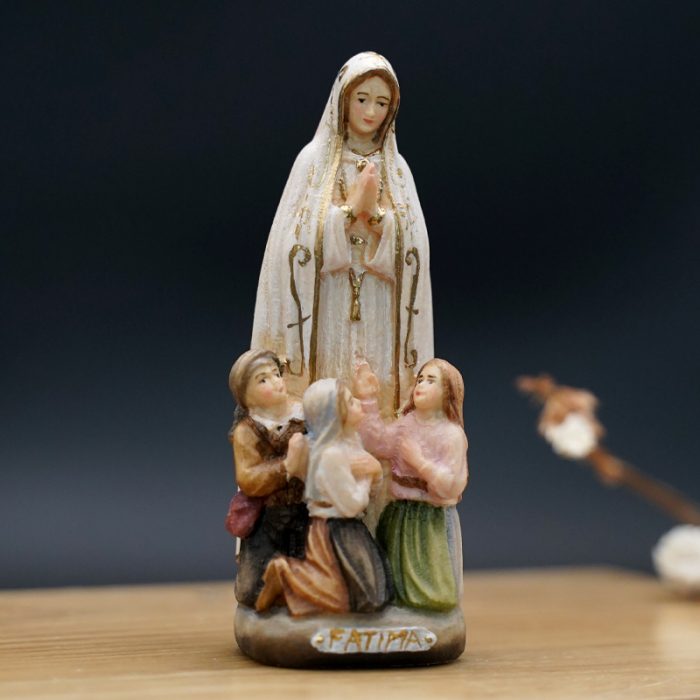 【现货】木雕_法蒂玛和三个小牧童8.5厘米彩色 Catholic religious art