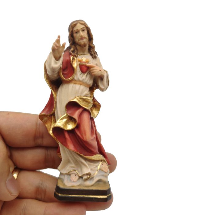 【现货】木雕_耶稣圣心10厘米彩色 Catholic religious art