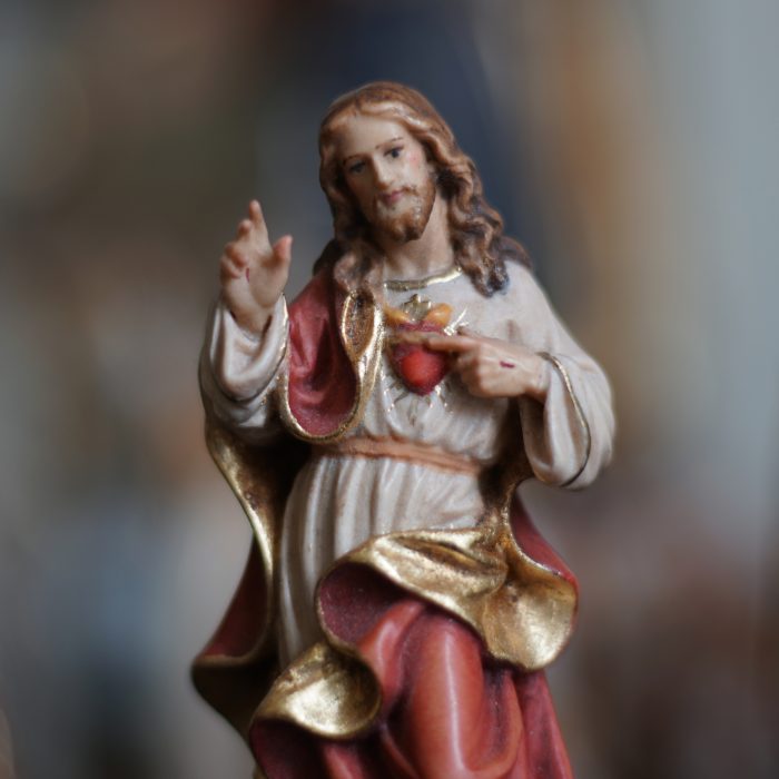 【现货】木雕_耶稣圣心10厘米彩色 Catholic religious art