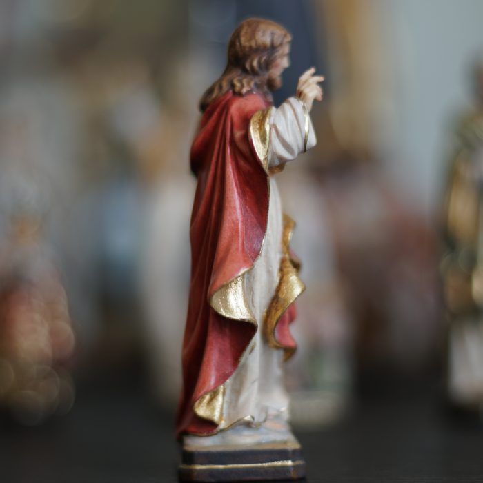 【现货】木雕_耶稣圣心10厘米彩色 Catholic religious art