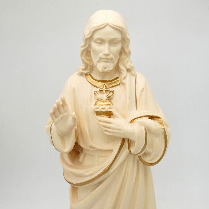 【现货】木雕 耶稣圣心木雕圣像_耶稣圣心	30厘米 原色 Catholic religious art