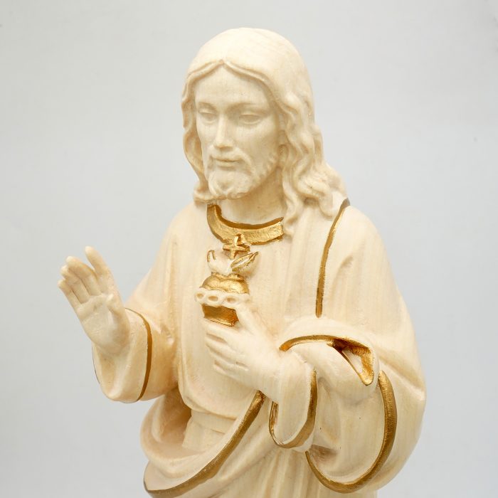 【现货】木雕 耶稣圣心木雕圣像_耶稣圣心	30厘米 原色 Catholic religious art