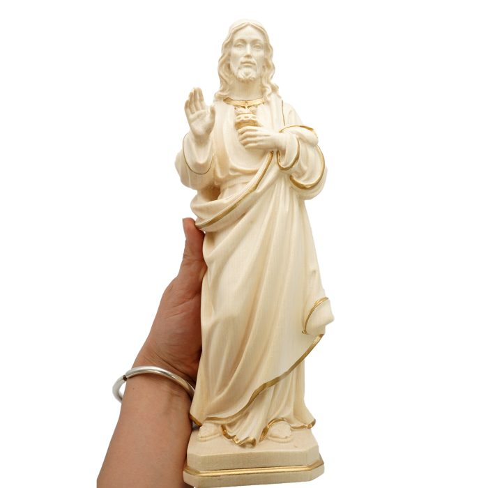【现货】木雕 耶稣圣心木雕圣像_耶稣圣心	30厘米 原色 Catholic religious art