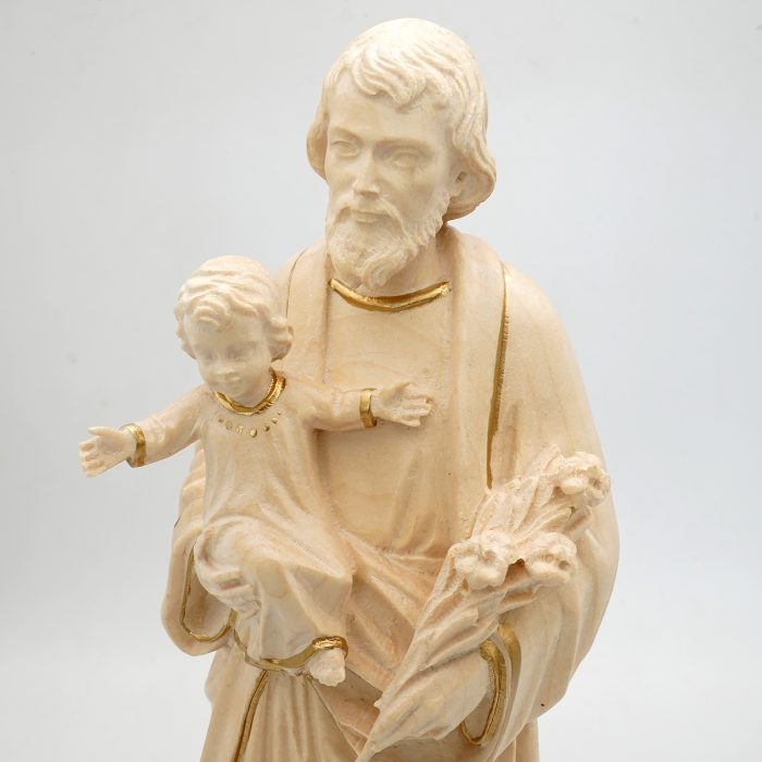 【现货】木雕 若瑟抱耶稣30厘米 原色 Catholic religious art