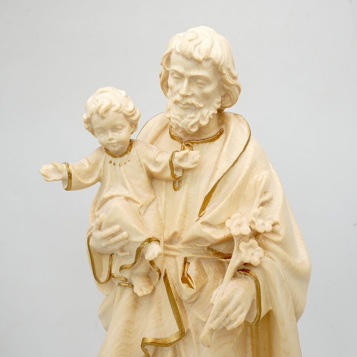 【现货】木雕 圣若瑟抱耶稣 30厘米原色 Catholic religious art