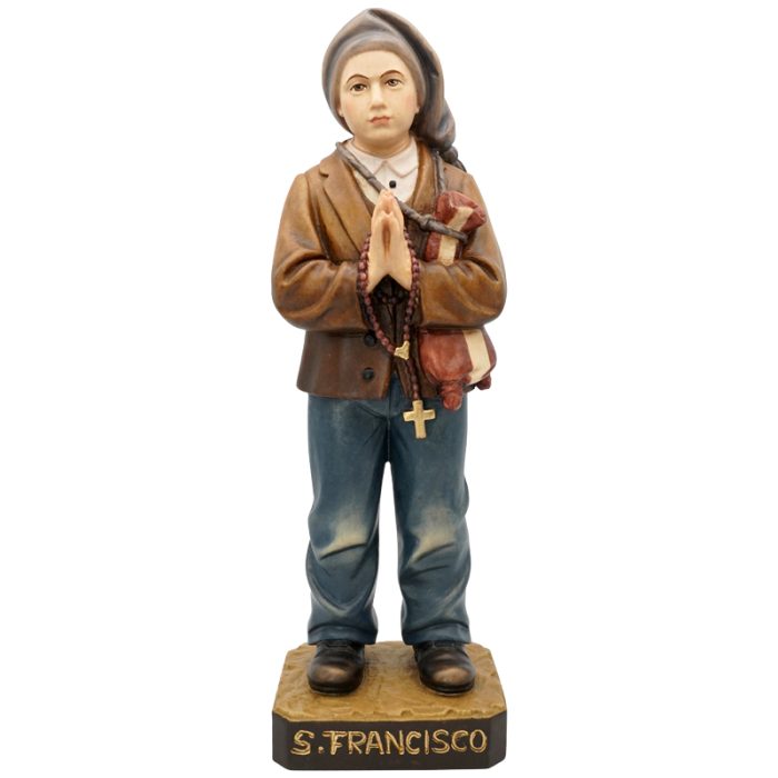 【现货】木雕 彩色 法蒂玛小牧童木雕圣像圣母雅钦达路基亚方济各_方济各 30cm Catholic religious art