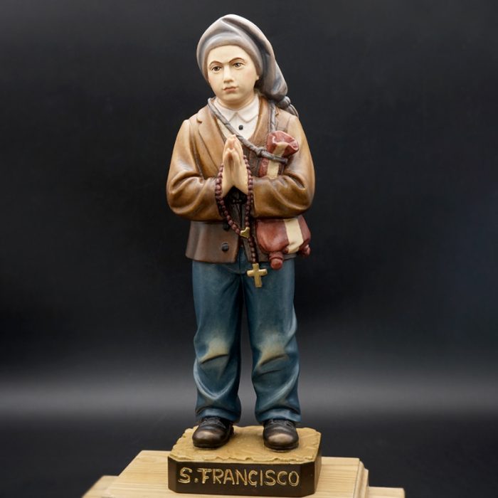 【现货】木雕 彩色 法蒂玛小牧童木雕圣像圣母雅钦达路基亚方济各_方济各 30cm Catholic religious art