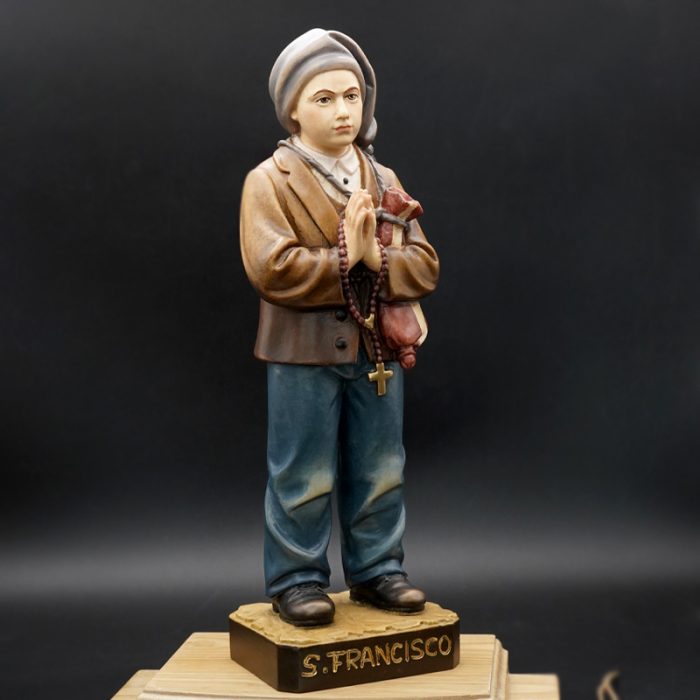 【现货】木雕 彩色 法蒂玛小牧童木雕圣像圣母雅钦达路基亚方济各_方济各 30cm Catholic religious art
